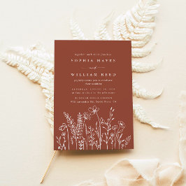 Invitación Boda Naranja de Boho Floral Terracotta quemada