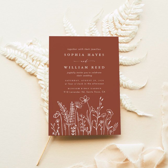 Invitación Boda Naranja de Boho Floral Terracotta quemada (Subido por el creador)