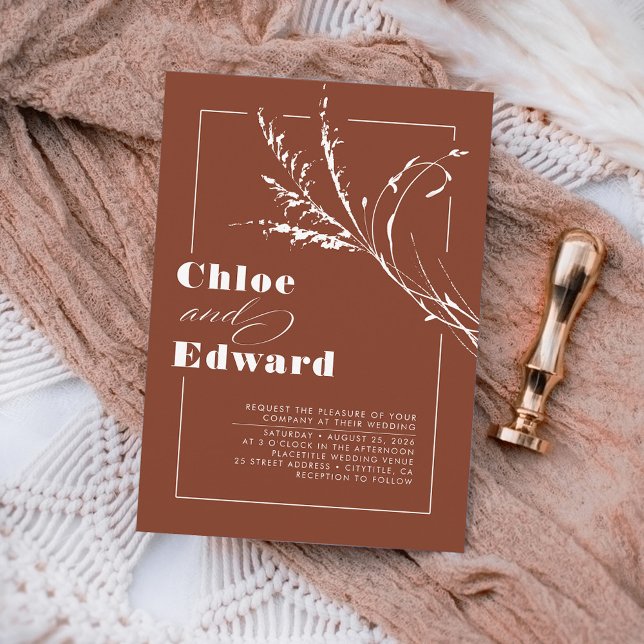 Invitación Boda Naranja de Boho Floral Terracotta quemada (Subido por el creador)