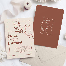 Invitación Boda Naranja de Boho Terracotta quemada moderna