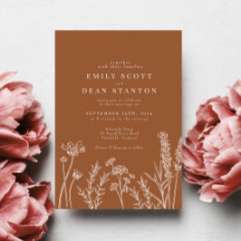 Invitación Boda Naranja de Flor de Flor de Flor