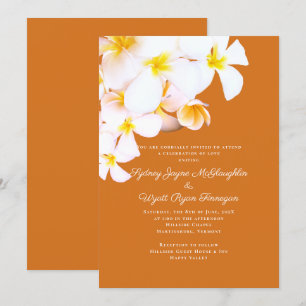 Invitación Boda Naranja de Flores de Hawái en Plumeria modern