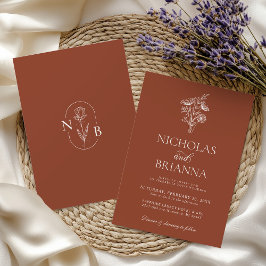 Invitación Boda Naranja de Terracota Combustible Floral minim