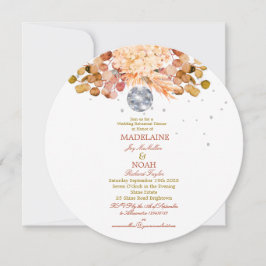 Invitación Boda Naranja elegante de estilo floral de bola dis