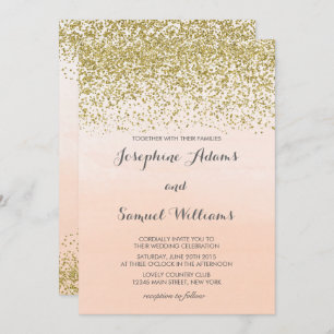 Invitación Boda Naranja Gold y Peach