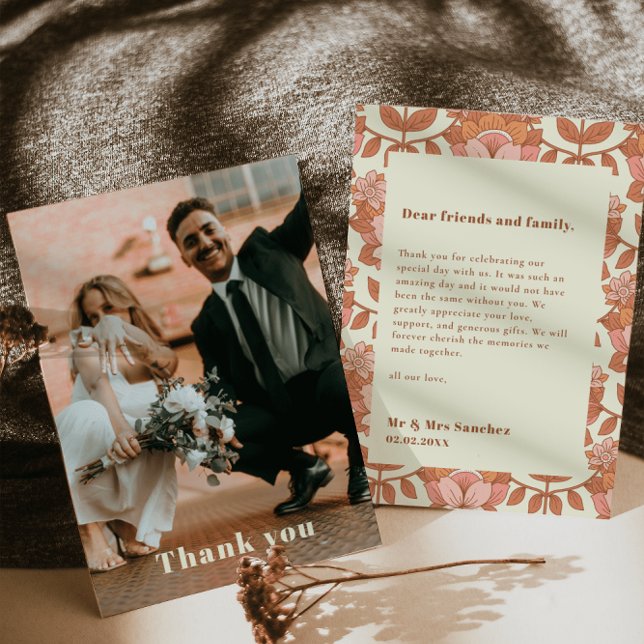 Invitación Boda Naranja inspirado en los años 70 Gracias tarj (Subido por el creador)