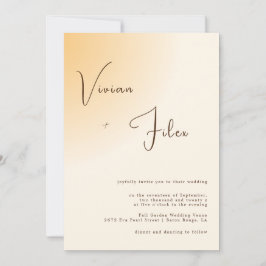 Invitación Boda Naranja ligero de tipografía minimalista