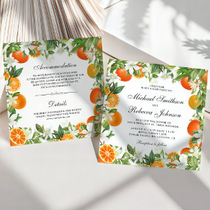 Invitación Boda Naranja Mandarina Cítrico Todo en Uno