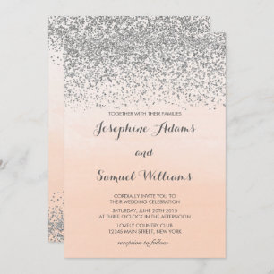 Invitación Boda Naranja Plata y Peach