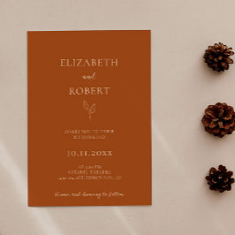 Invitación Boda Naranja quemado Terracota Simple Elegante