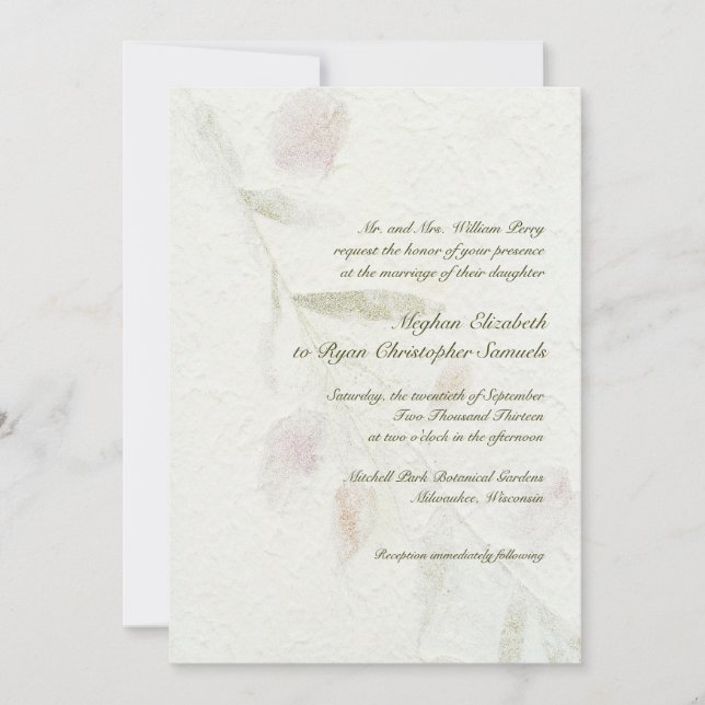 Invitación Boda natural botánica frondosa del jardín (Anverso)