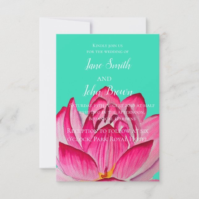 Invitación Boda natural de las acuarelas florales rosadas de  (Anverso)