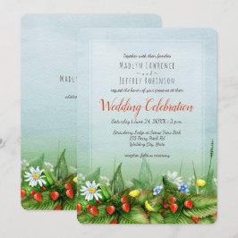 Invitación Boda natural del cielo azul del prado de fresa sal