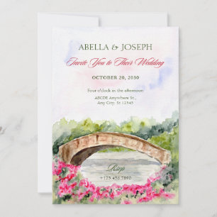 Invitación Boda natural florido del puente lacustre estético