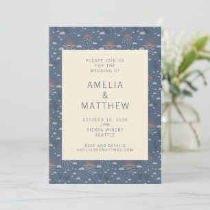 Invitación Boda Natural Rustic Blue and Rust Boho