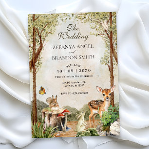 INVITACIÓN BODA NATURALEZA VIDA SILVESTRE MADERA VERDE MARRÓN