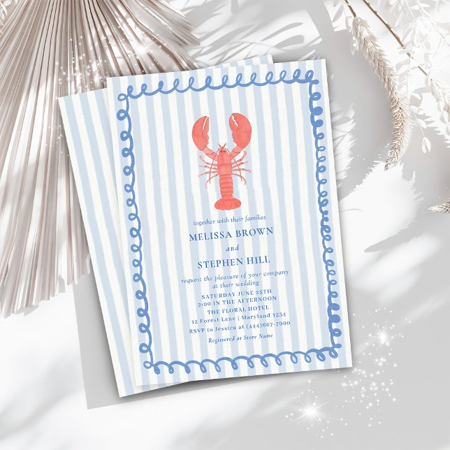 Invitación Boda Naumático de la banda azul de langosta (Subido por el creador)