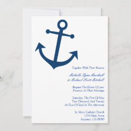 Invitación Boda Náutica Anchor (Azul oscuro)