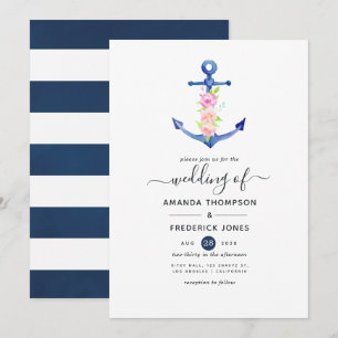 Invitación Boda náutica con acuarela
