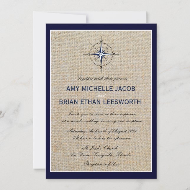 Invitación Boda náutica de la Marina del Club Náutico (Anverso)