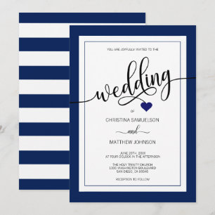 Invitación Boda náutica de los azules marinos con clase de