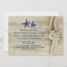 Invitación Boda náutica de madera flotante de playa rústica
