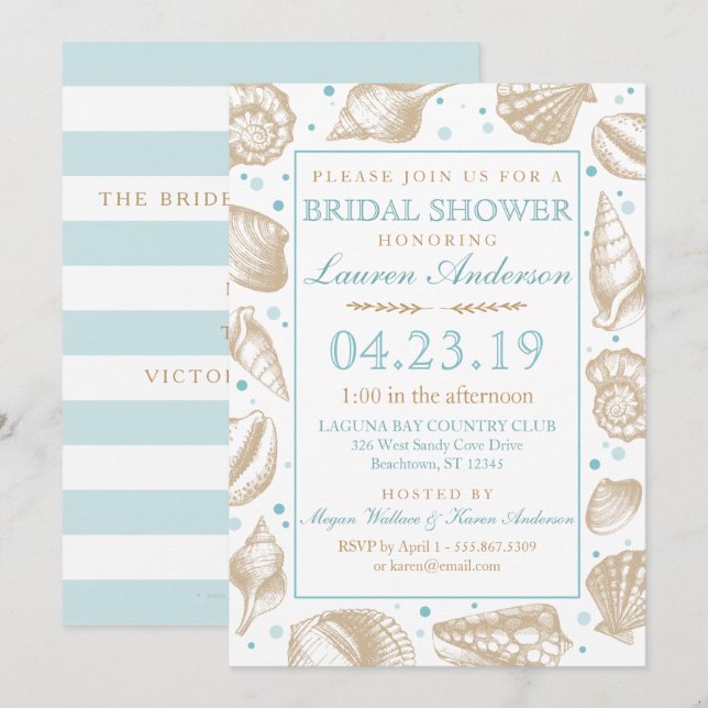 Invitación Boda Náutica en Playa | Bridal Shower (Anverso / Reverso)