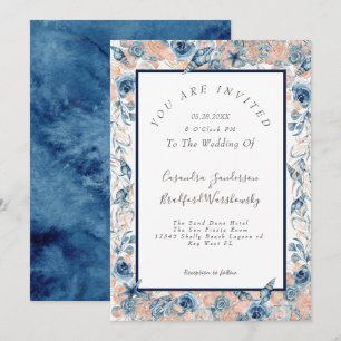 Invitación Boda Náutica Marina Rosa Flores de concha marina