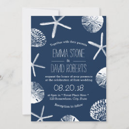 Invitación Boda Náutica Starfish Seashells Beach