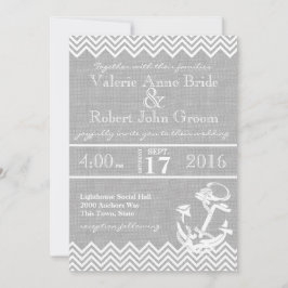 Invitación Boda Nautical Anchor Chevron Beach