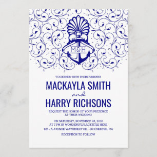 Invitación Boda Nautical Beach Anchor de la Marina