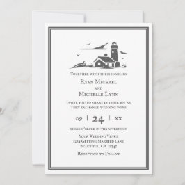 Invitación Boda Nautical Lighthouse Seaside Beach