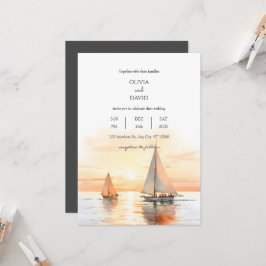 Invitación Boda Nautical Sea Horizon inspirado en barcos náut