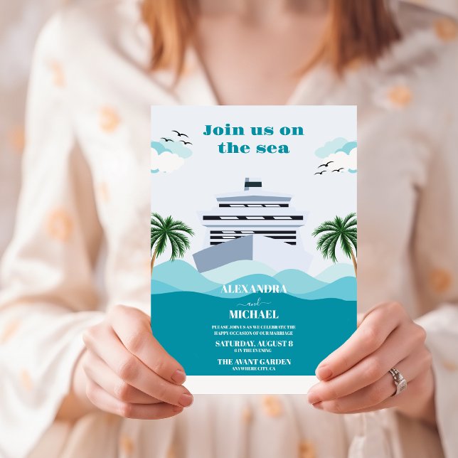 Invitación Boda Nautical Seascape Cruise Palm (Subido por el creador)