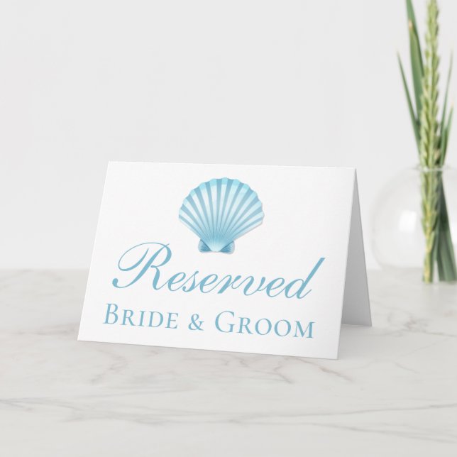 Invitación Boda Nautical Seashell Blue Beach Reservada (Anverso)