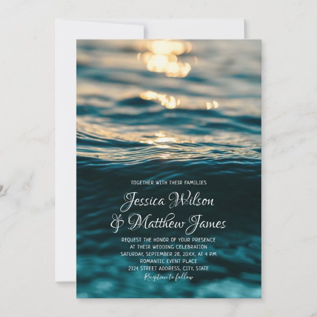 Invitación Boda Nautical Sunset Beach Ocean Destination (Anverso)
