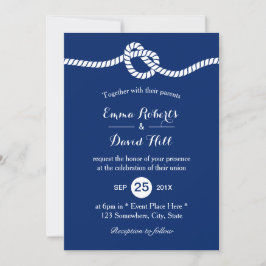 Invitación Boda náutico azul atando el nudo elegante