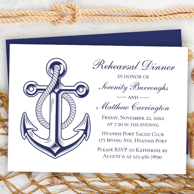 Invitación Boda Náutico Azul de la Marina Anchor Cena (Subido por el creador)