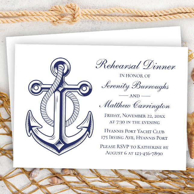 Invitación Boda Náutico Azul de la Marina Anchor Cena (Subido por el creador)