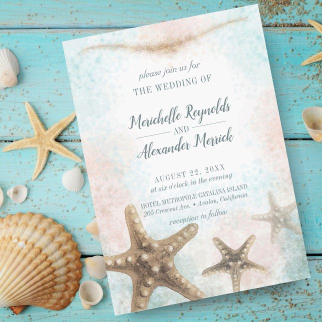 Invitación Boda Náutico Azul del Mar de Starfish (Subido por el creador)