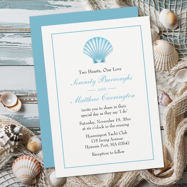 Invitación Boda náutico azul turquesa de Seashell Beach (Subido por el creador)
