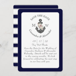Invitación Boda Náutico Blanco Azul de la Marina de Anclaje F