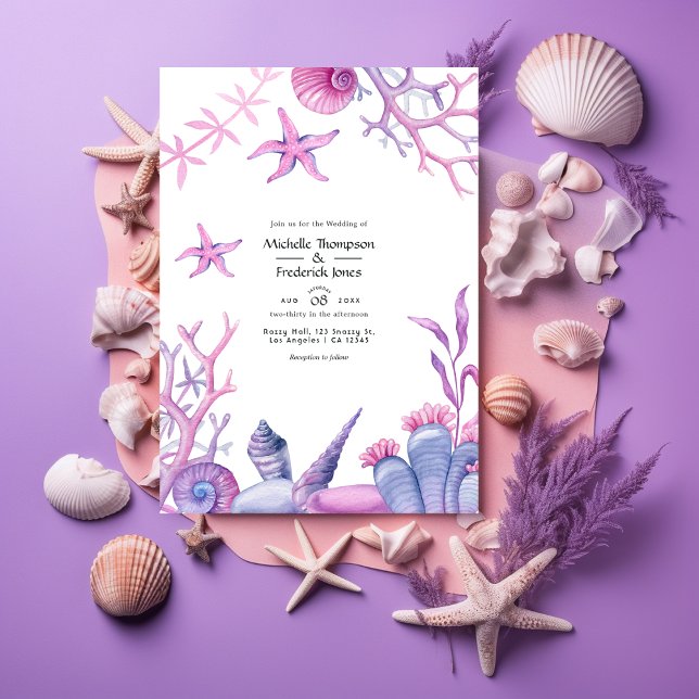 Invitación Boda náutico de acuarela Ocean Life (Subido por el creador)