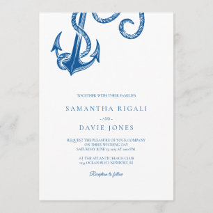 Invitación Boda Náutico de Ancla Azul