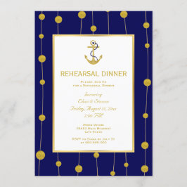 Invitación boda náutico de anclaje de Relieve metalizado dora