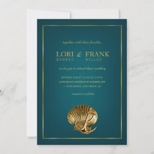 Invitación Boda náutico de conchas náuticas turquesa