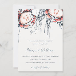 Invitación Boda Náutico De Coral De Cangrejo Submarino De La 