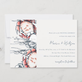 Invitación Boda Náutico De Coral De Cangrejo Submarino De La 
