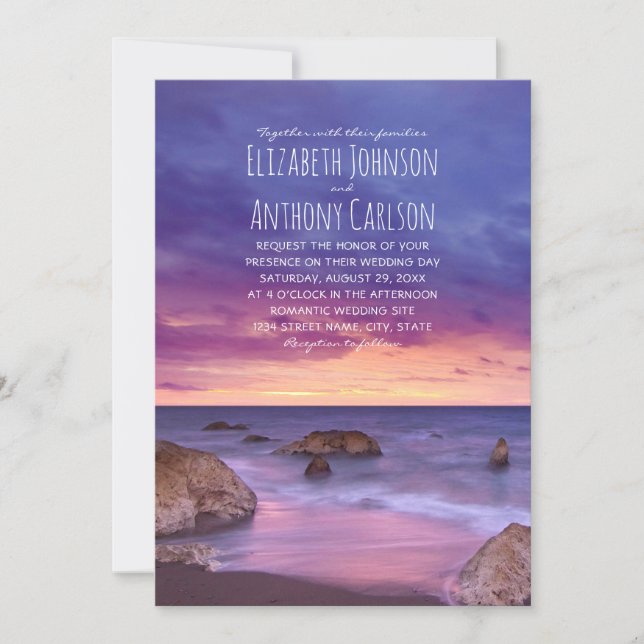 Invitación Boda Náutico de destino marítimo de playa (Anverso)