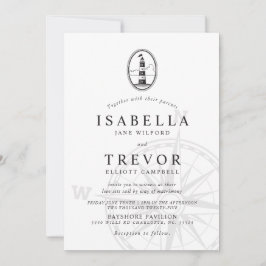 Invitación Boda Náutico de faro negro